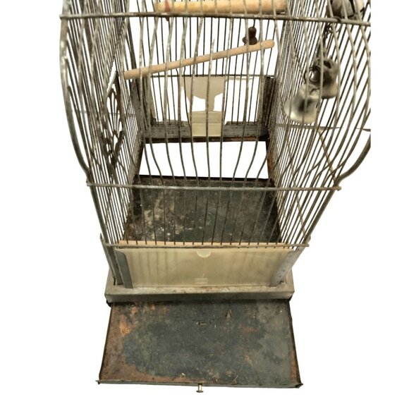 Crown Metal Bird Cage Antique Distressed Shabby Swing Decorative Door - Picture 8 of 13